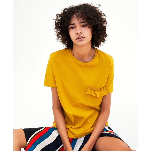 Zara Ruffle Pocket Tee - Picture 1 of 3
